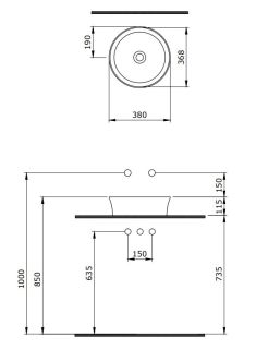 Раковина Berges EGO SL 181291 38см голубой матовый